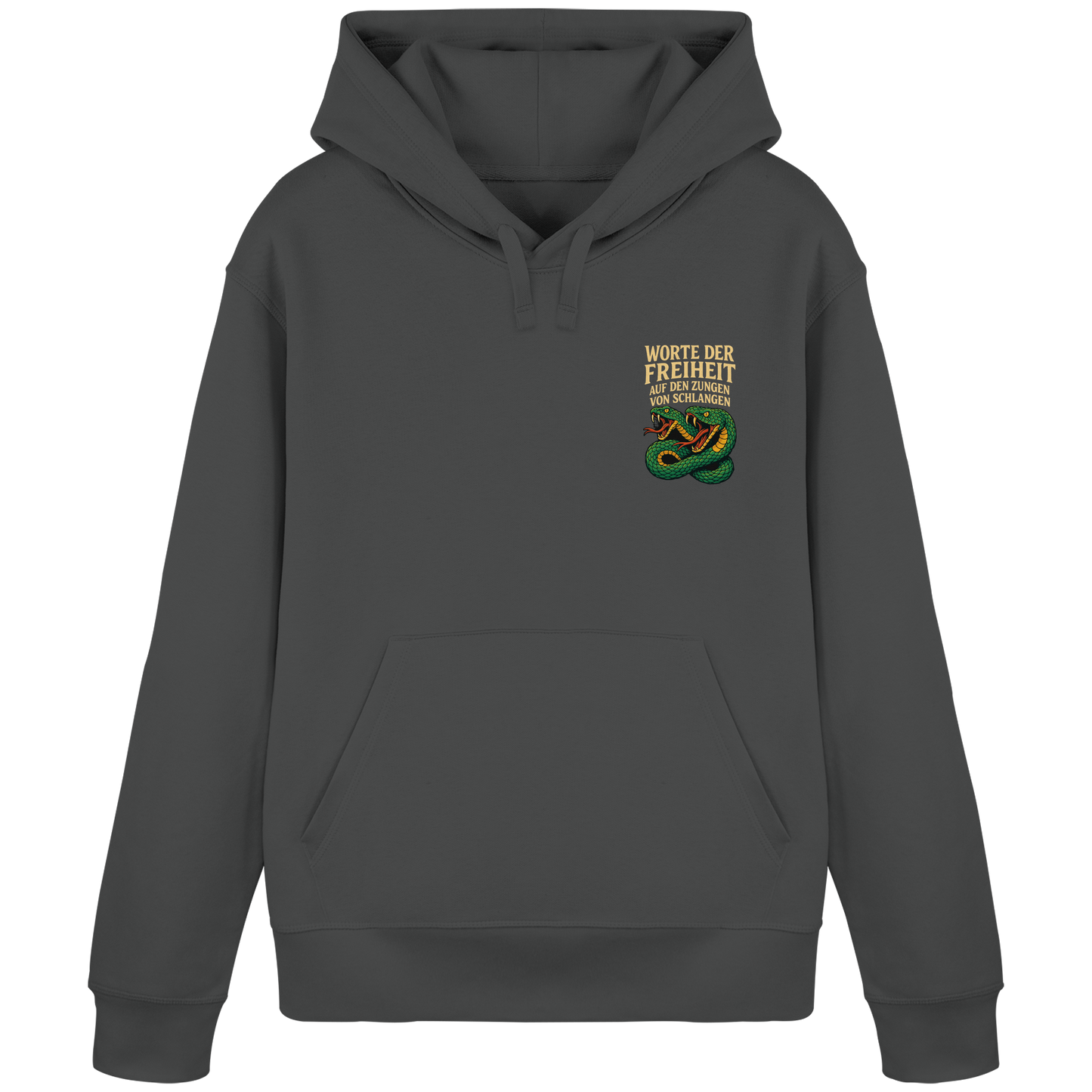 Worte der Freiheit ... auf den Zungen von Schlangen - Organic Basic Hoodie von Pressure Clothing in Grau mit Schlangenmotiv