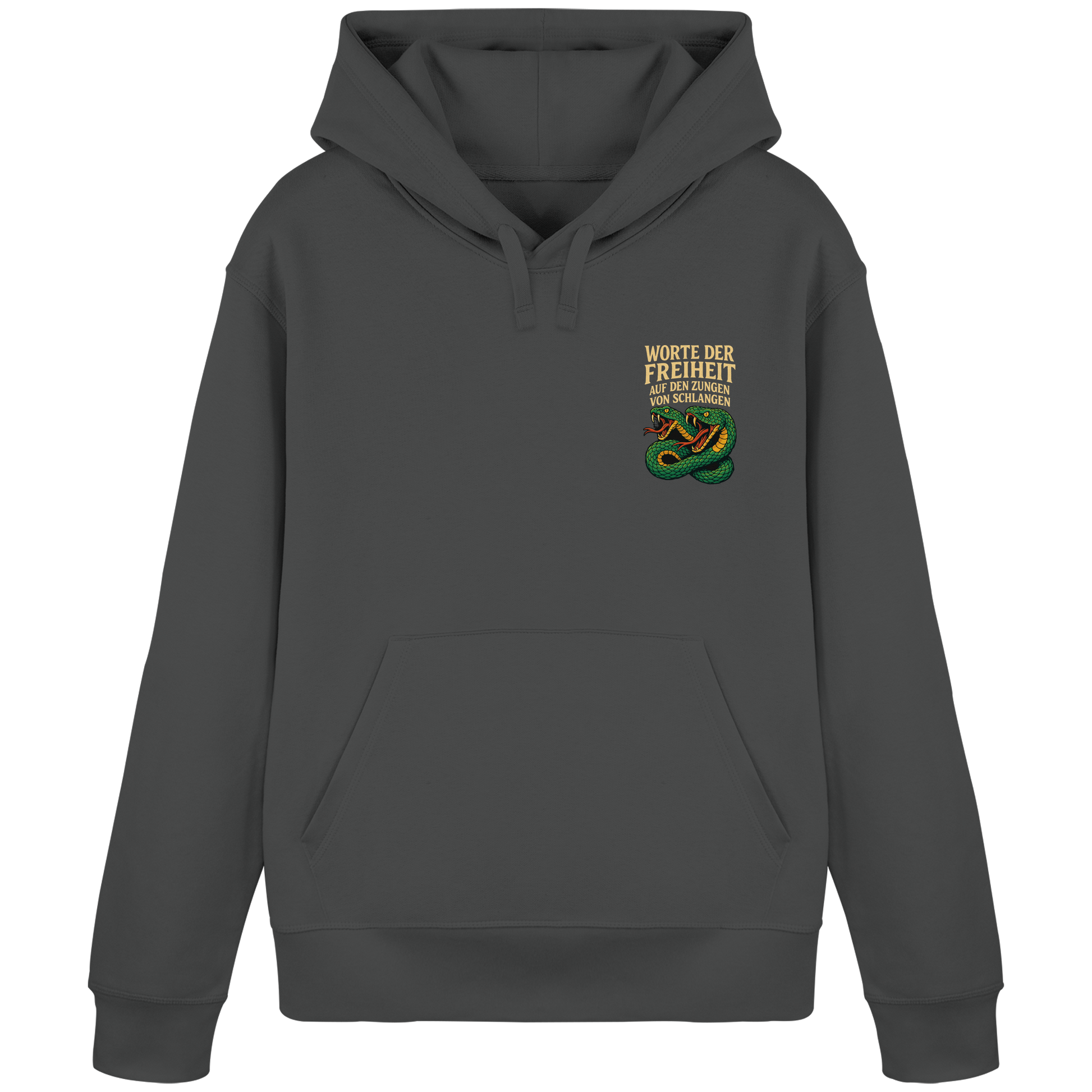 Worte der Freiheit ... auf den Zungen von Schlangen - Organic Basic Hoodie von Pressure Clothing in Grau mit Schlangenmotiv