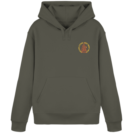 Vintage Segelschiff - Organic Basic Hoodie von Pressure Clothing mit Segelschiff-Design auf khaki grünem Stoff
