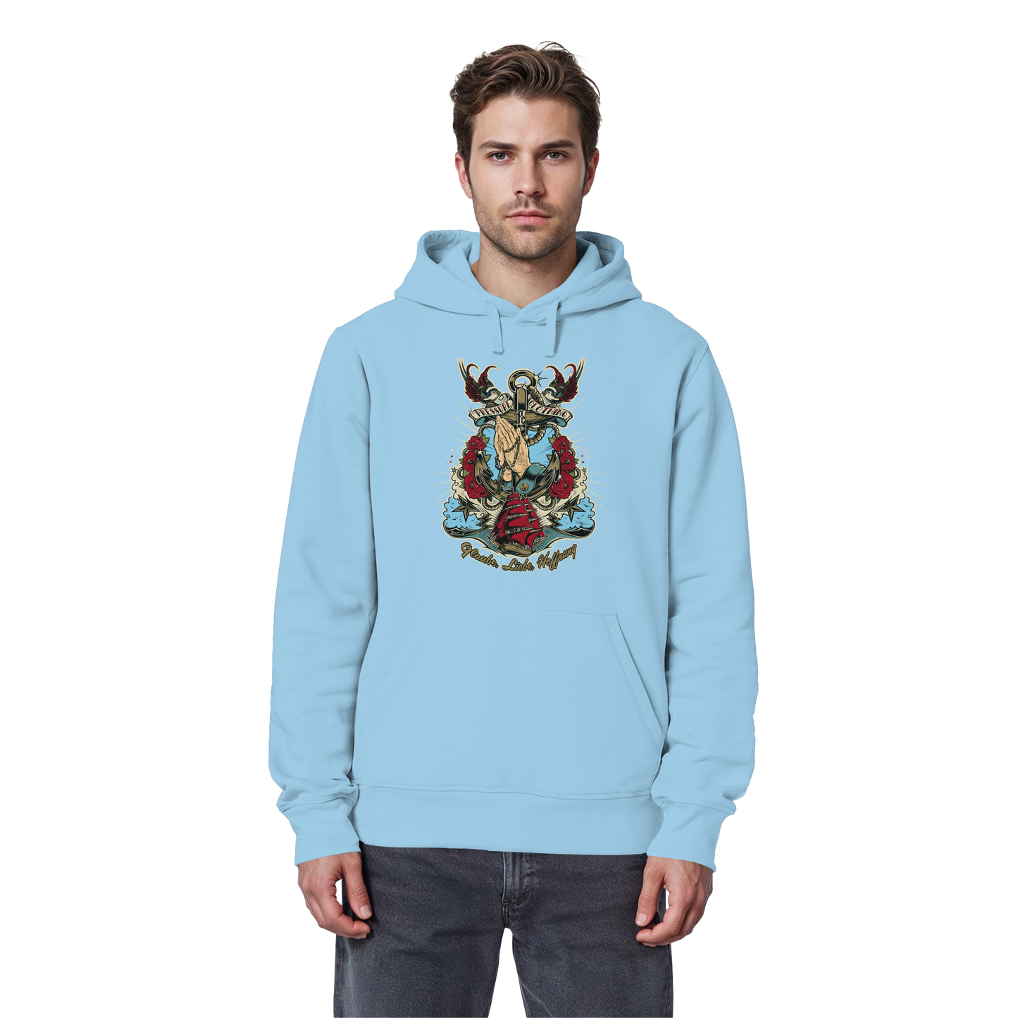 Glaube, Liebe, Hoffnung - Tattoo Art by D.Vicente - Pressure Clothing - Organic Basic Hoodie
