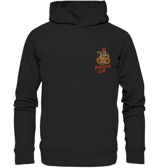 Beautiful Lie – Schlange & Rose | Tattoo-Style Design - Organic Fashion Hoodie
