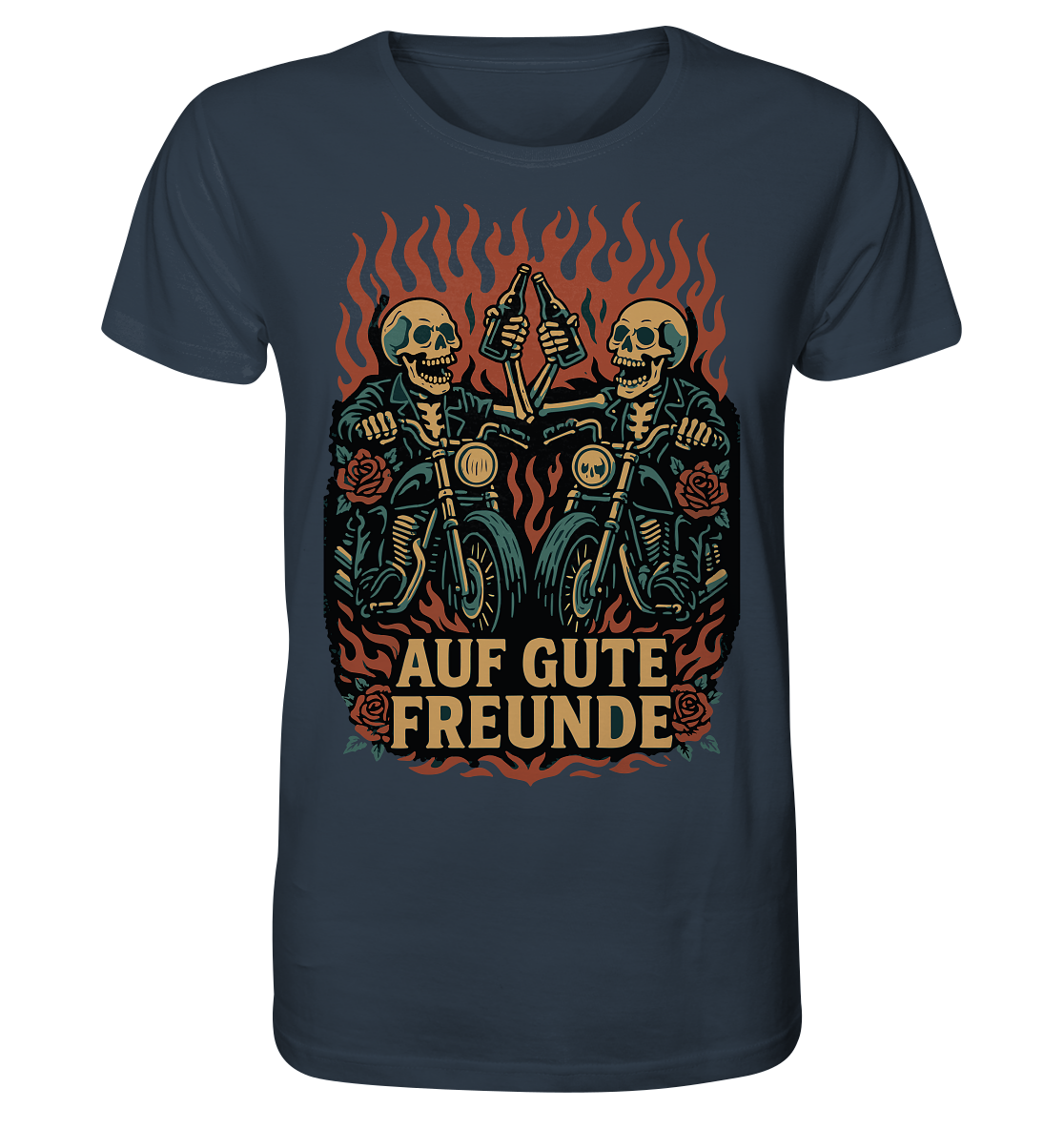 Auf gute Freunde - Biker Statement - Organic Shirt von RockWear mit Totenkopf-Motiv und flavorem Lebensgefühl.