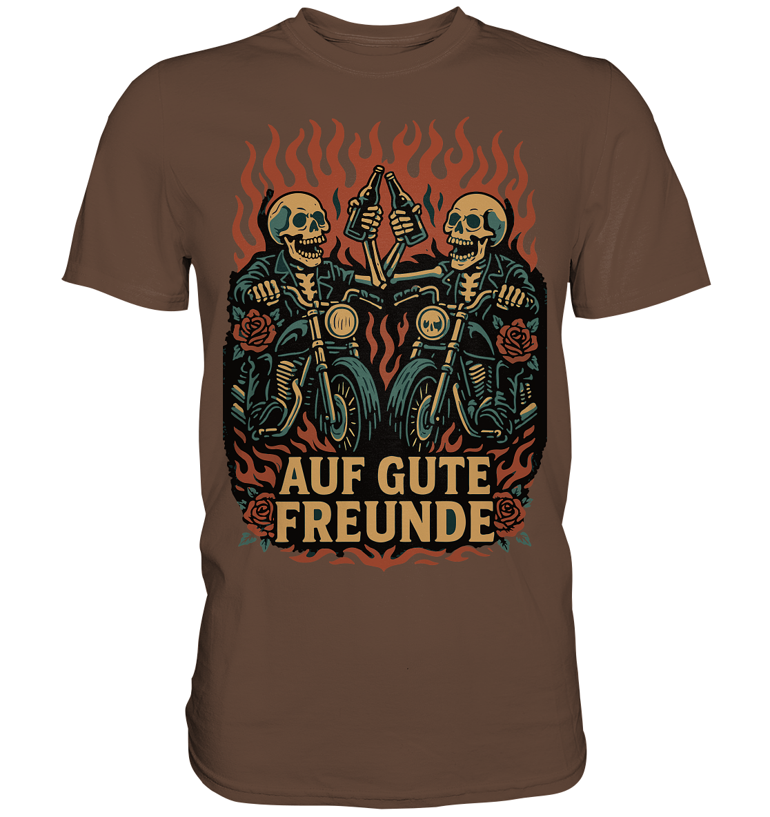Auf gute Freunde - Skull Motorradfahrer - Premium Shirt