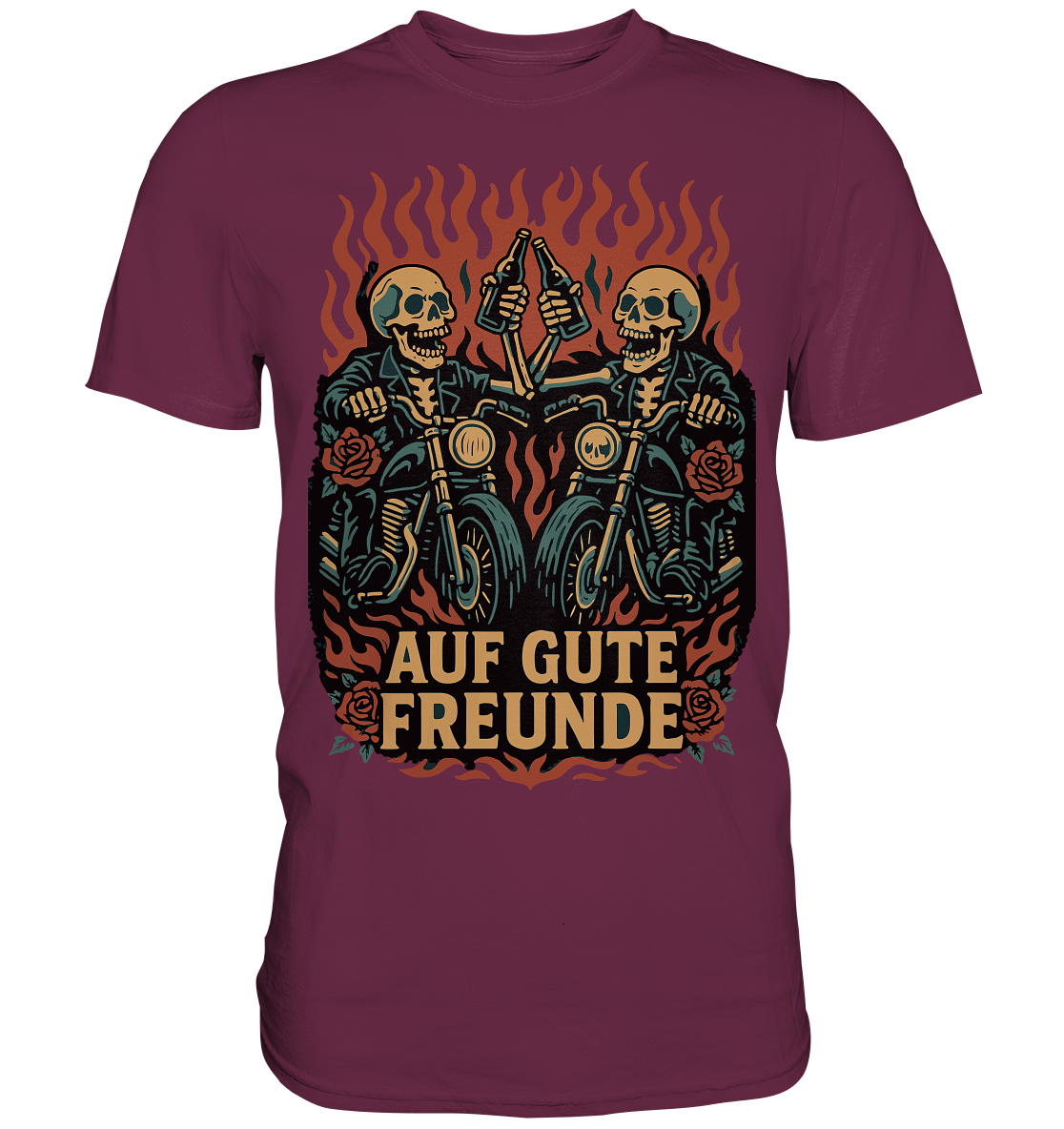 Auf gute Freunde - Skull Motorradfahrer - Premium Shirt