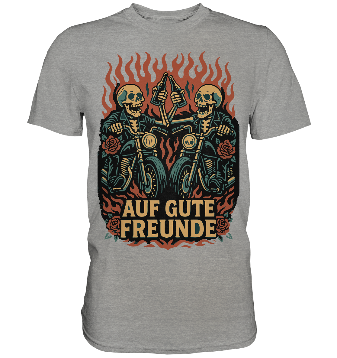 Auf gute Freunde - Skull Motorradfahrer - Premium Shirt