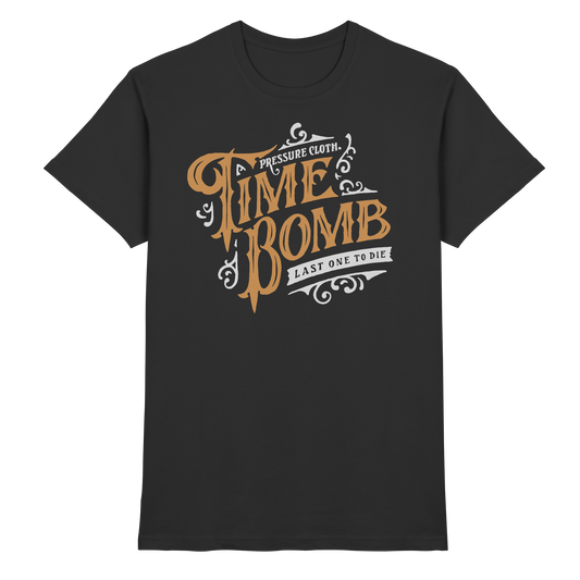 Schwarzes Time Bomb Vintage - Premium Shirt von Pressure Clothing mit markantem Vintage-Logo in Braun und Weiß.