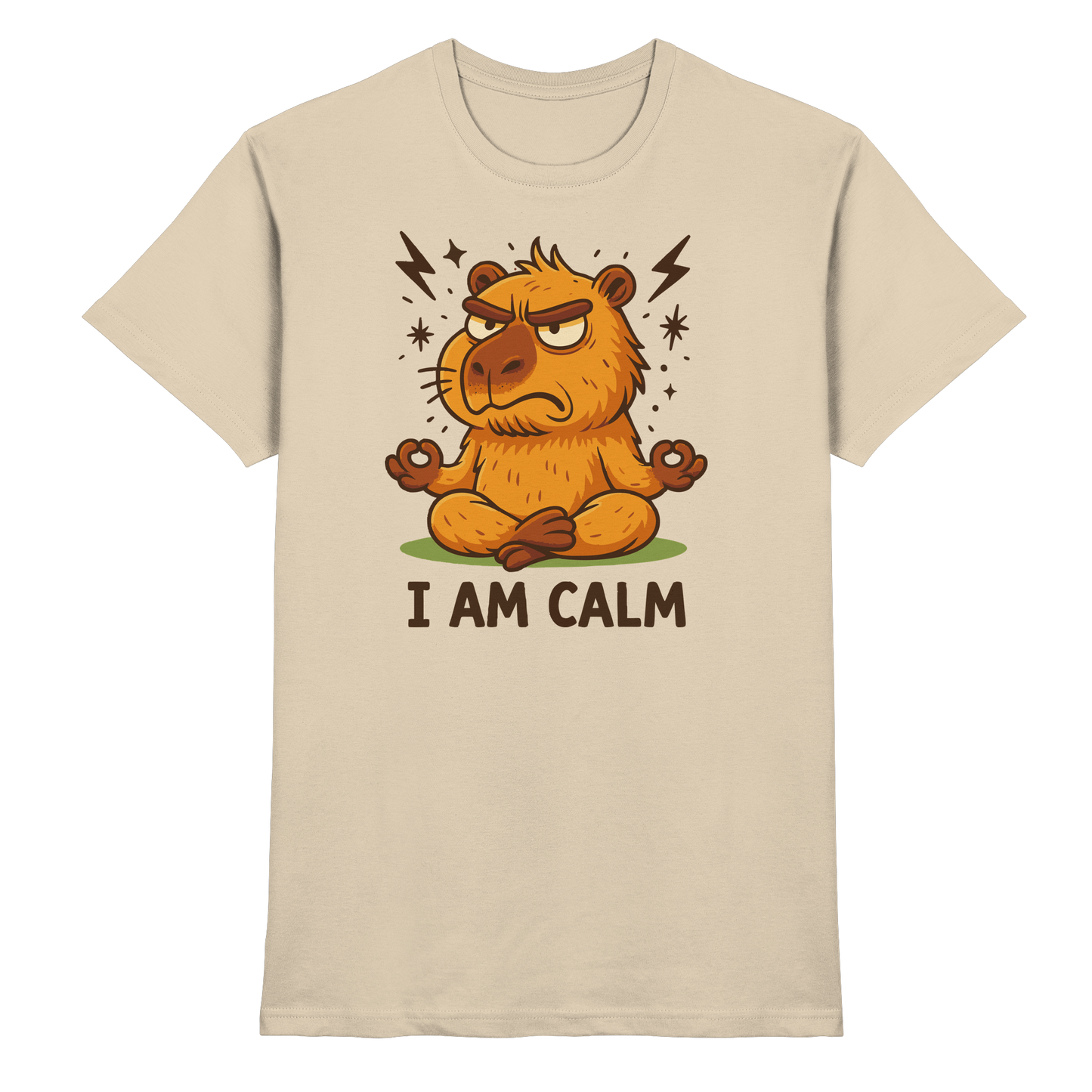 Lustige Capybara beim Meditieren – Yoga Spruch „I AM CALM“ - Premium Shirt von Pressure Clothing mit witzigem Design