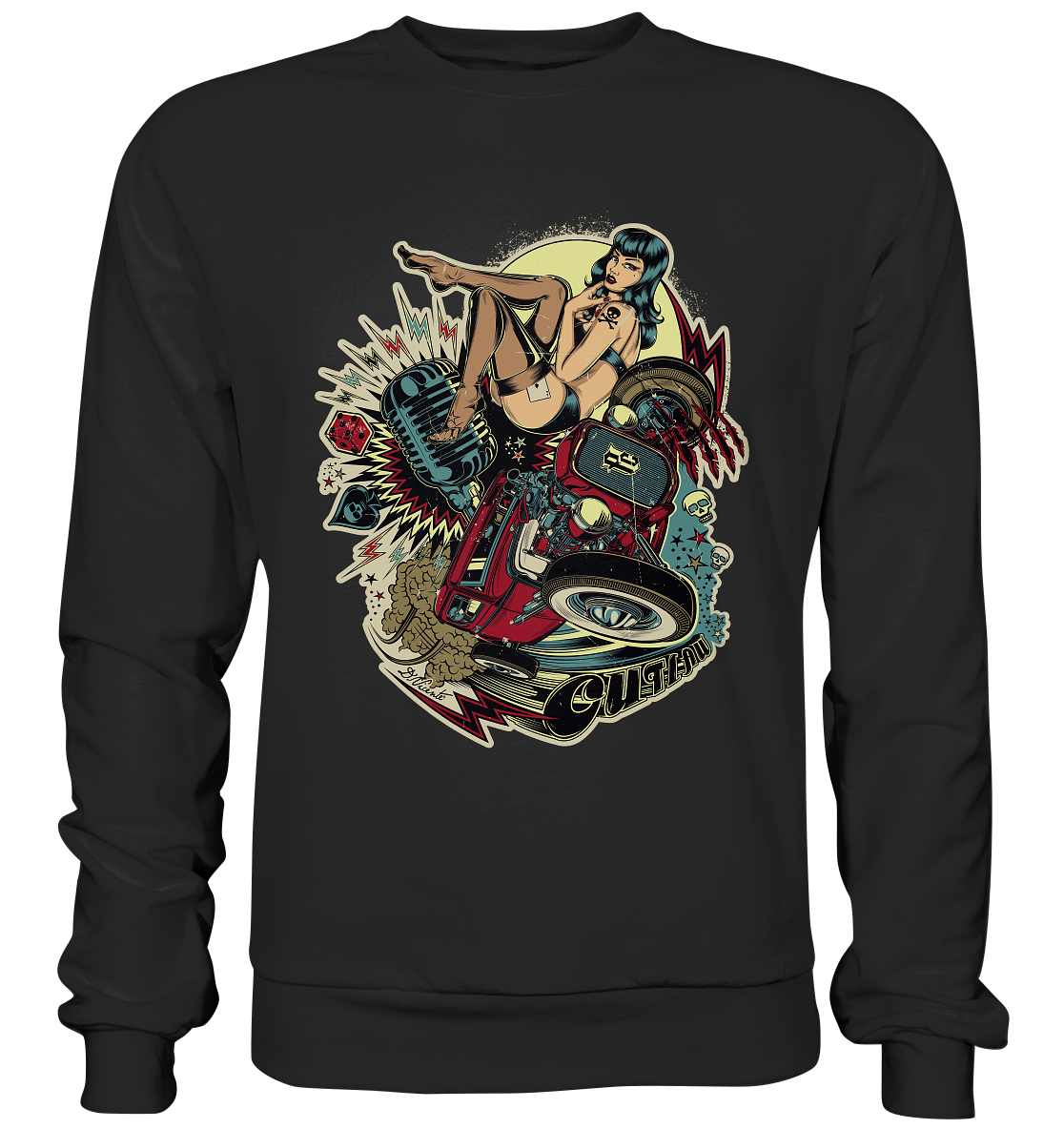 Rock ’n‘ Roll Outlaw - Tattoo Art by D.Vicente - Pressure Clothing - Premium Sweatshirt