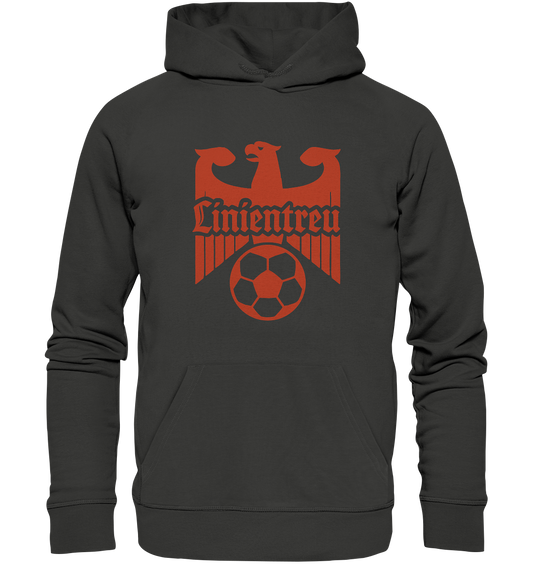 Linientreu Fußball – Für echte Fans der 3. Halbzeit - Premium Unisex Hoodie von Adlerfront mit Adler- und Fußballmotiv