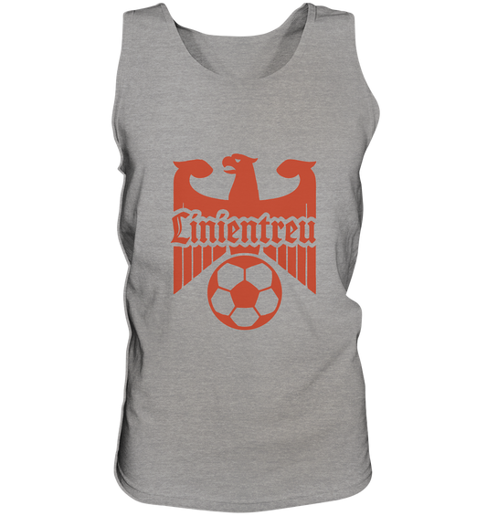 Graues Linientreu Fußball Adlerfront – Für echte Fans der 3. Halbzeit - Relaxed Tank Top mit rotem Adler- und Fußball-Design.