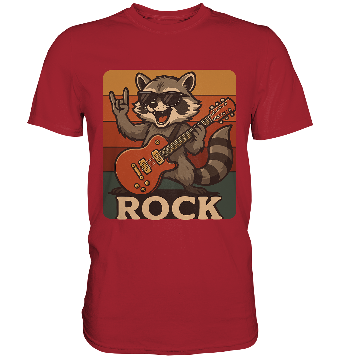 Rock ’n’ Raccoon – Retro Waschbär mit Gitarre - Unisex Essential Premium T-Shirt