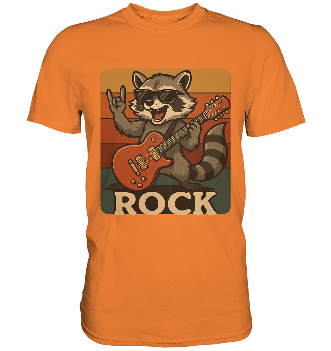 Rock ’n’ Raccoon – Retro Waschbär mit Gitarre - Unisex Essential Premium T-Shirt