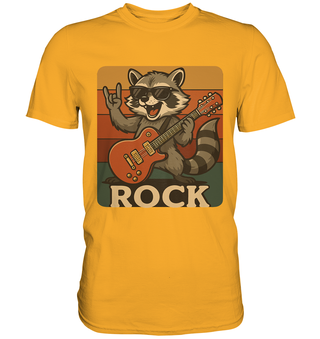 Rock ’n’ Raccoon – Retro Waschbär mit Gitarre - Unisex Essential Premium T-Shirt