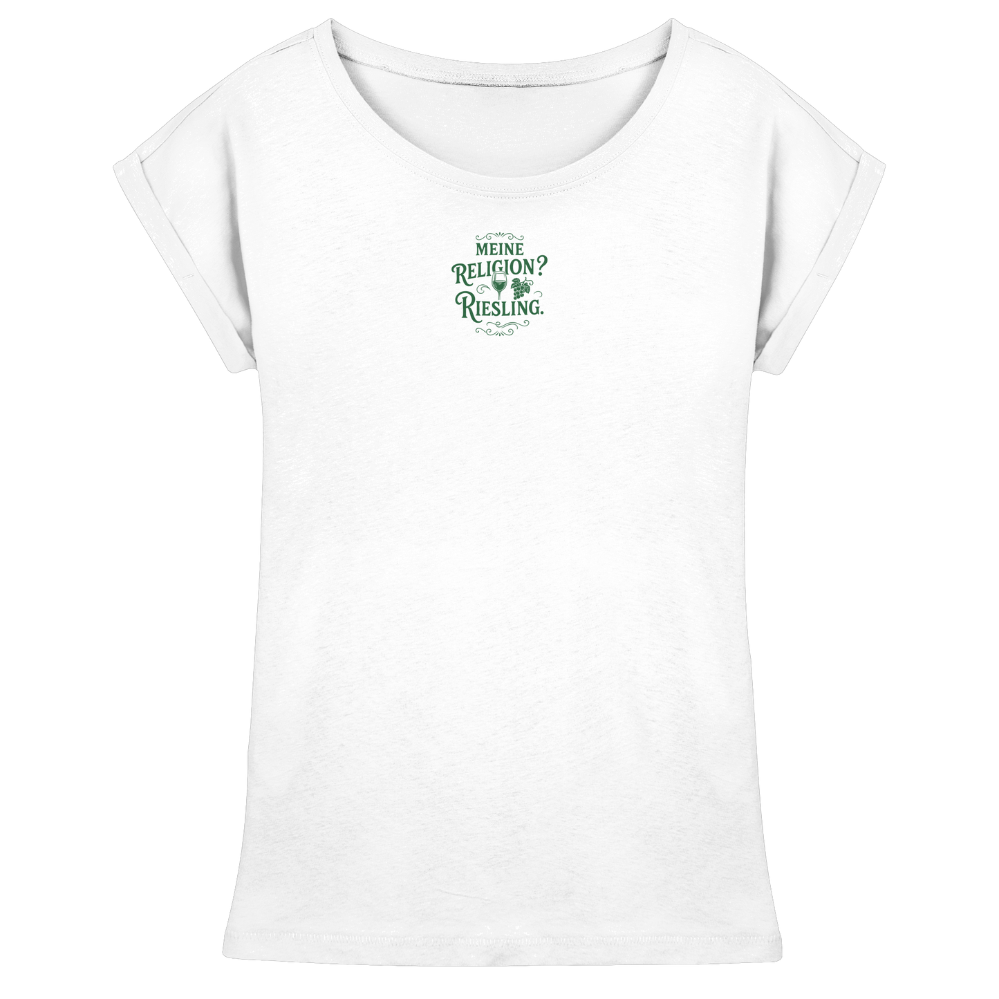 Meine Religion? Riesling. – Lustiger Wein Spruch für Weißwein-Fans - Womens Extended Shoulder T-Shirt
