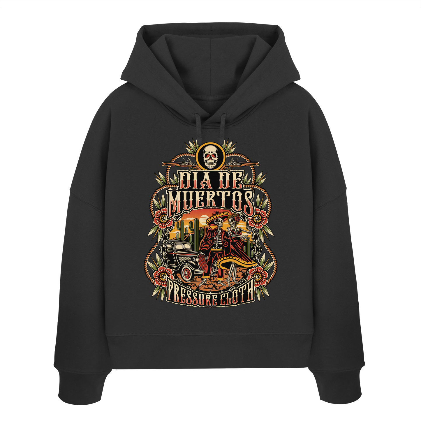 DIA DE MUERTOS - Pressure Cloth - Womens Organic Boxcut Hoodie
