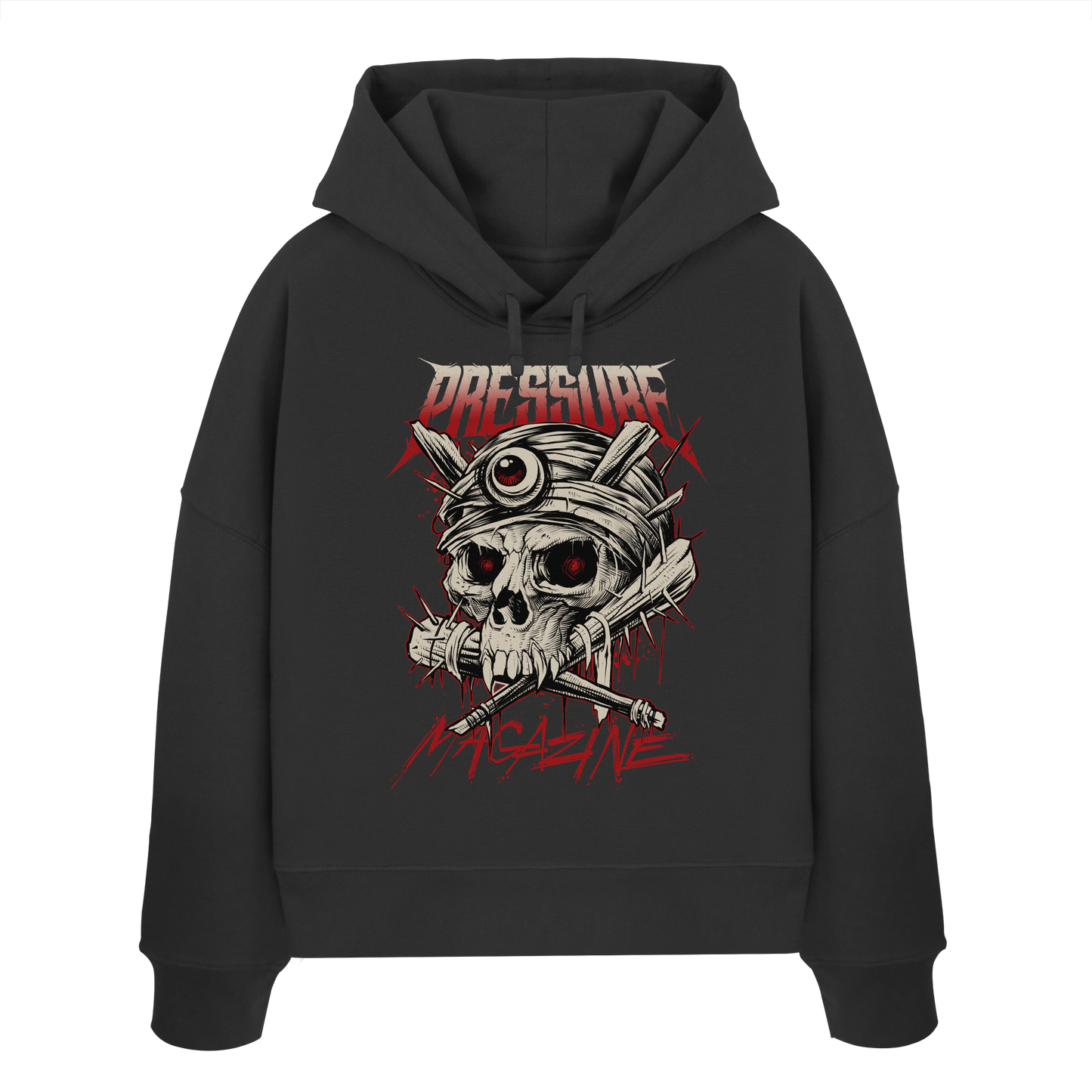 Skullica - Vampire Skull - Pressure Magazine - Womens Organic Boxcut Hoodie