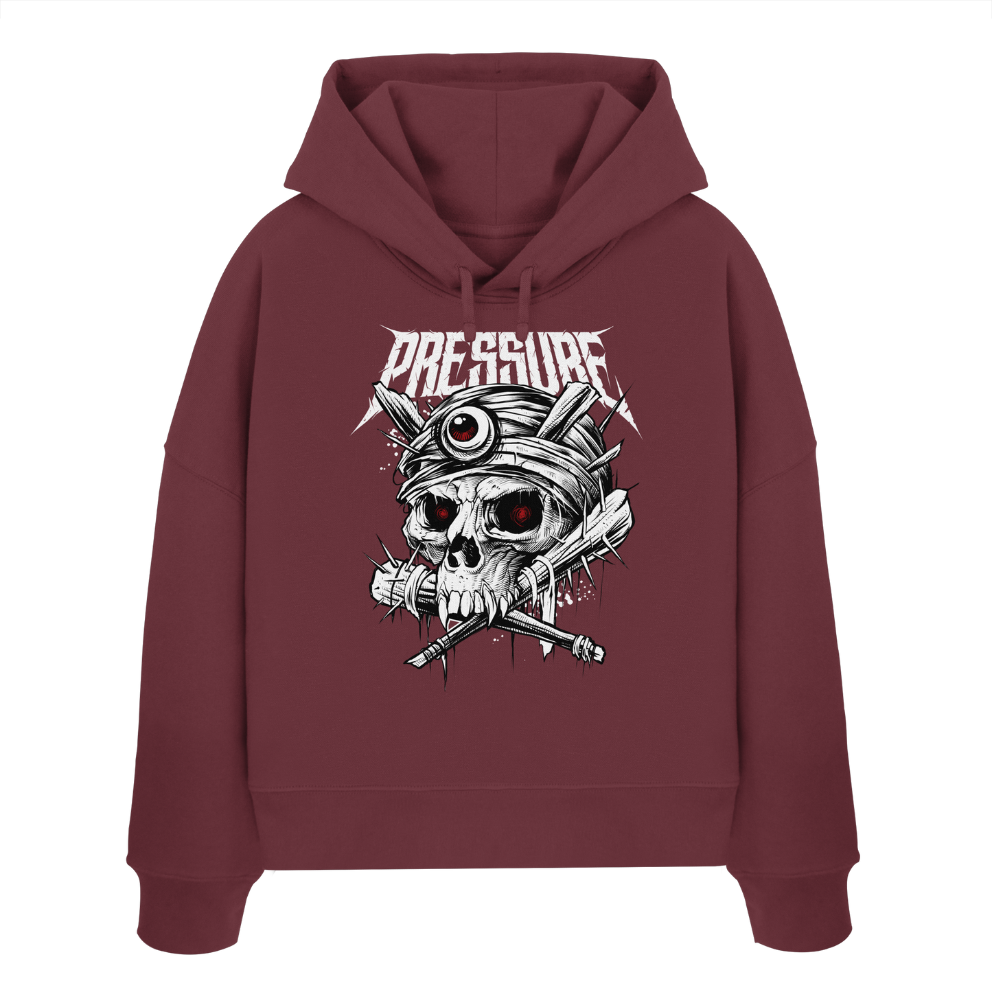 Skullica - Vampire Skull - Pressure Magazine - Womens Organic Boxcut Hoodie