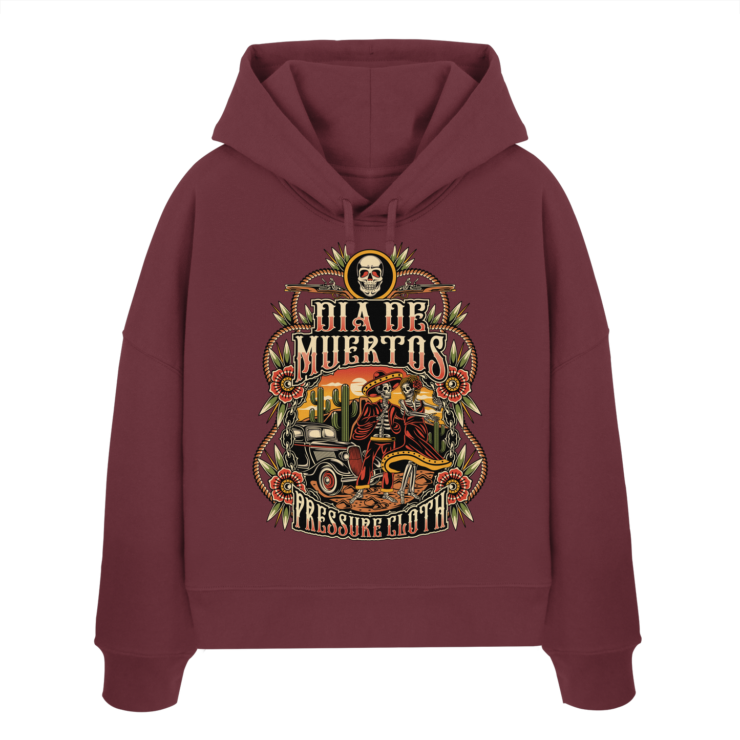 DIA DE MUERTOS - Pressure Cloth - Womens Organic Boxcut Hoodie