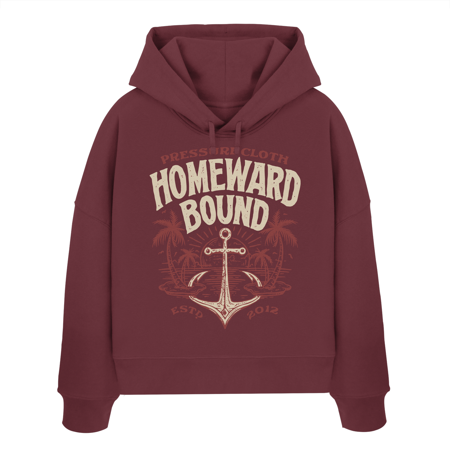 HOMEWARD BOUND - Pressure Cloth - Womens Organic Boxcut Hoodie