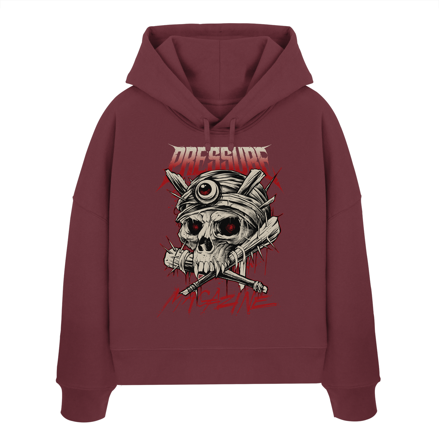 Skullica - Vampire Skull - Pressure Magazine - Womens Organic Boxcut Hoodie