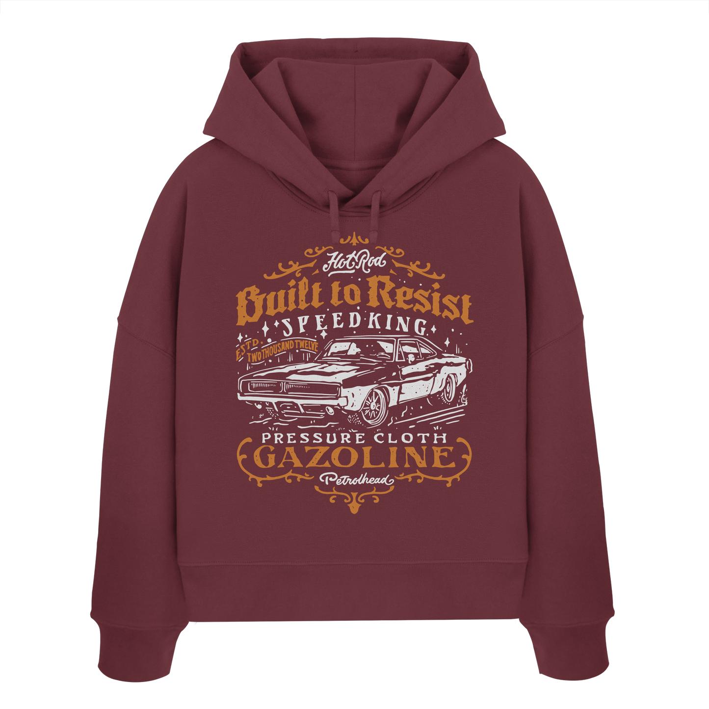 Hot Rod Speedking - Built to Resist - Pressure Cloth - Womens Organic Boxcut Hoodie