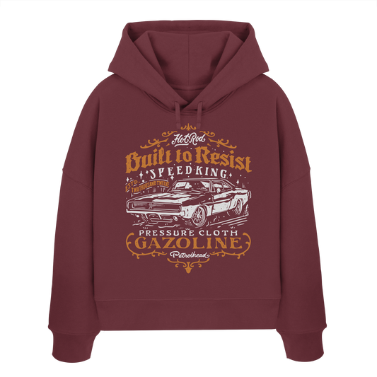 Hot Rod Speedking - Built to Resist - Pressure Cloth - Womens Organic Boxcut Hoodie