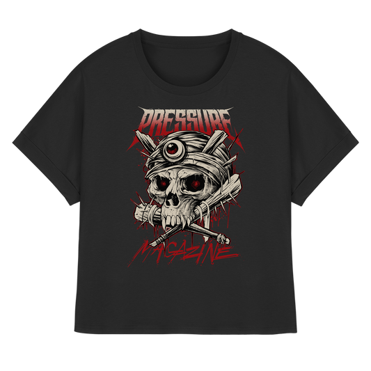 Skullica - Vampire Skull - Pressure Magazine - Womens Organic Rolled Sleeves T-Shirt