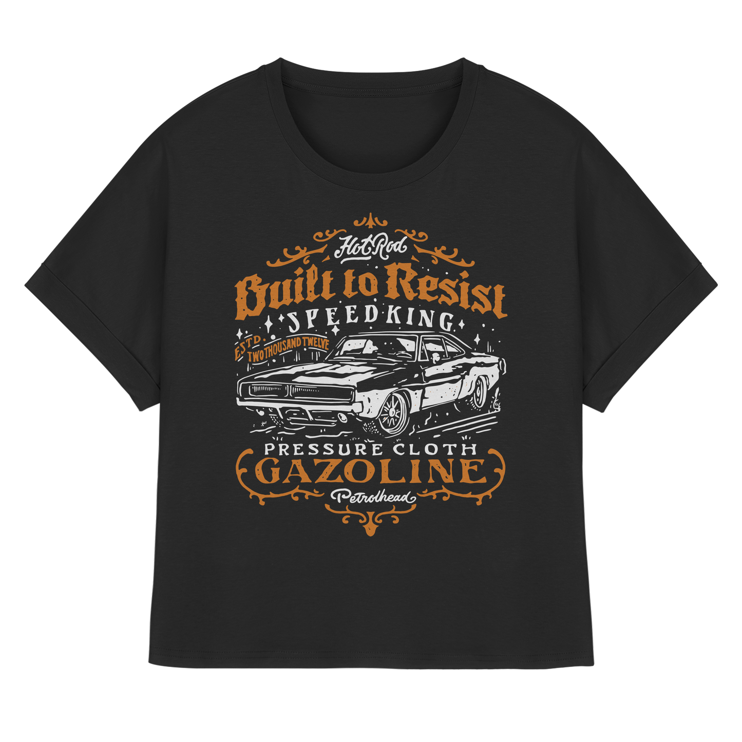 Hot Rod Speedking - Built to Resist - Pressure Cloth - Womens Organic Rolled Sleeves T-Shirt