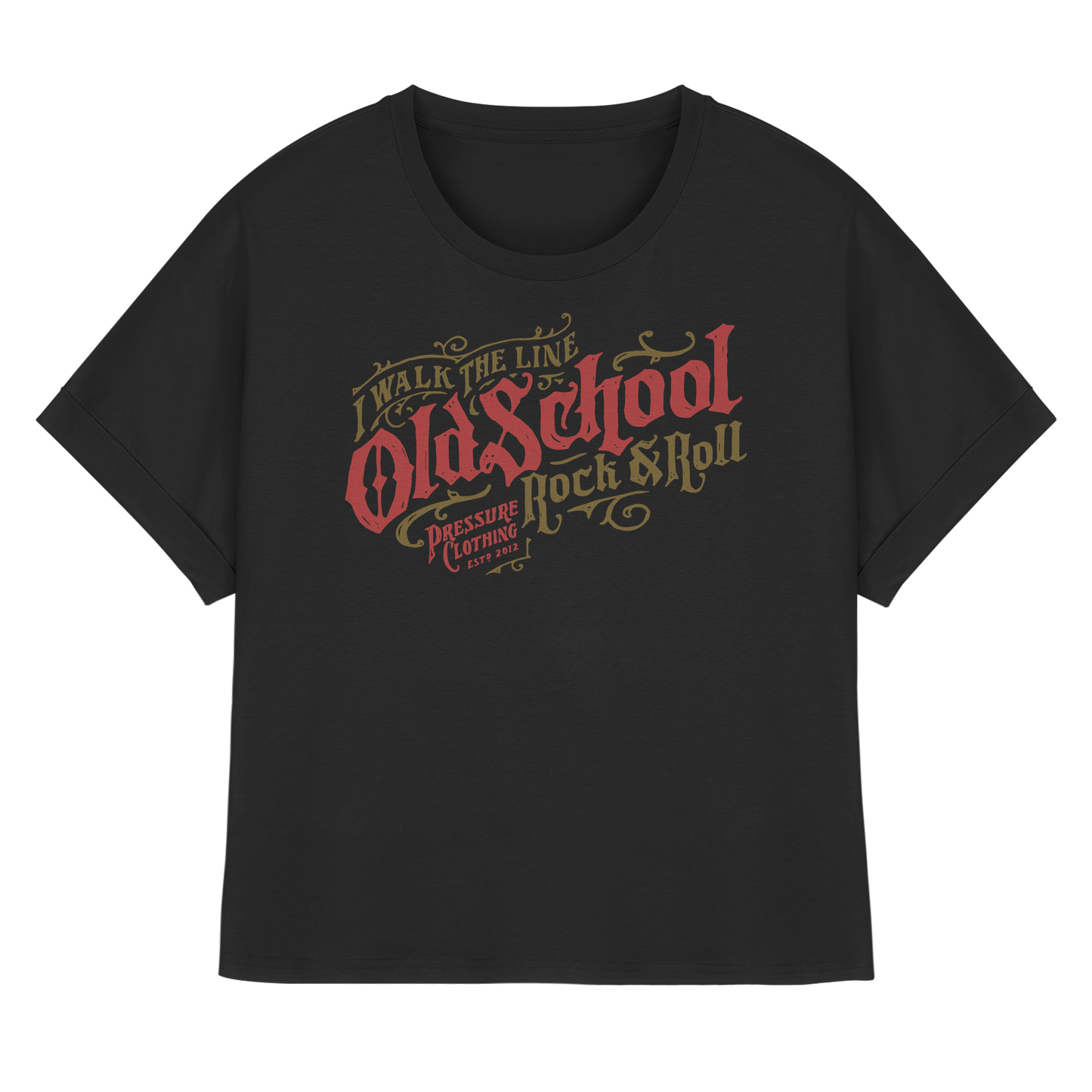 Oldschool Rock & Roll - Pressure Cloth - Womens Organic Rolled Sleeves T-Shirt