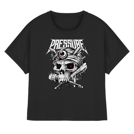 Skullica - Vampire Skull - Pressure Magazine - Womens Organic Rolled Sleeves T-Shirt