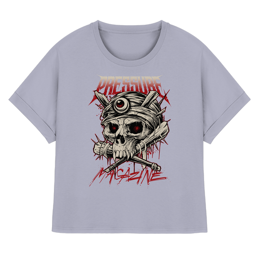 Skullica - Vampire Skull - Pressure Magazine - Womens Organic Rolled Sleeves T-Shirt