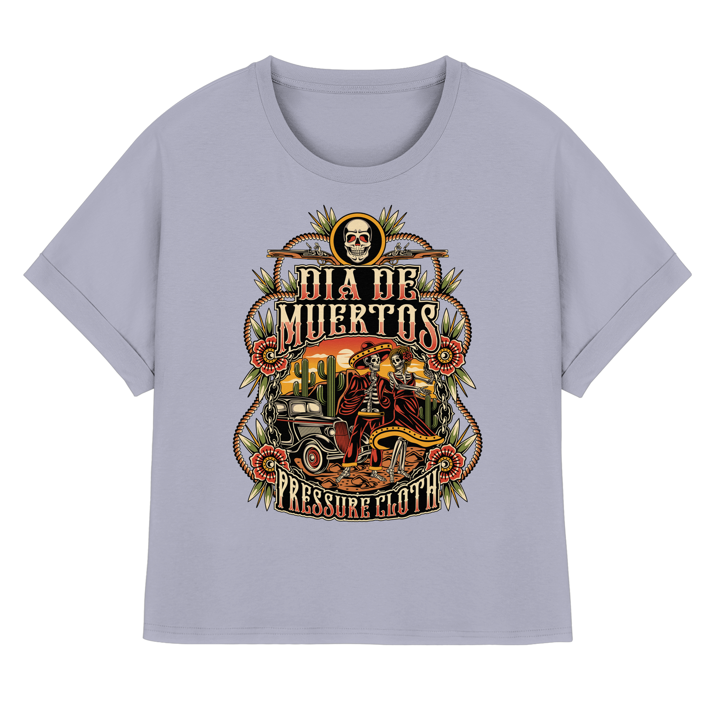 DIA DE MUERTOS - Pressure Cloth - Womens Organic Rolled Sleeves T-Shirt