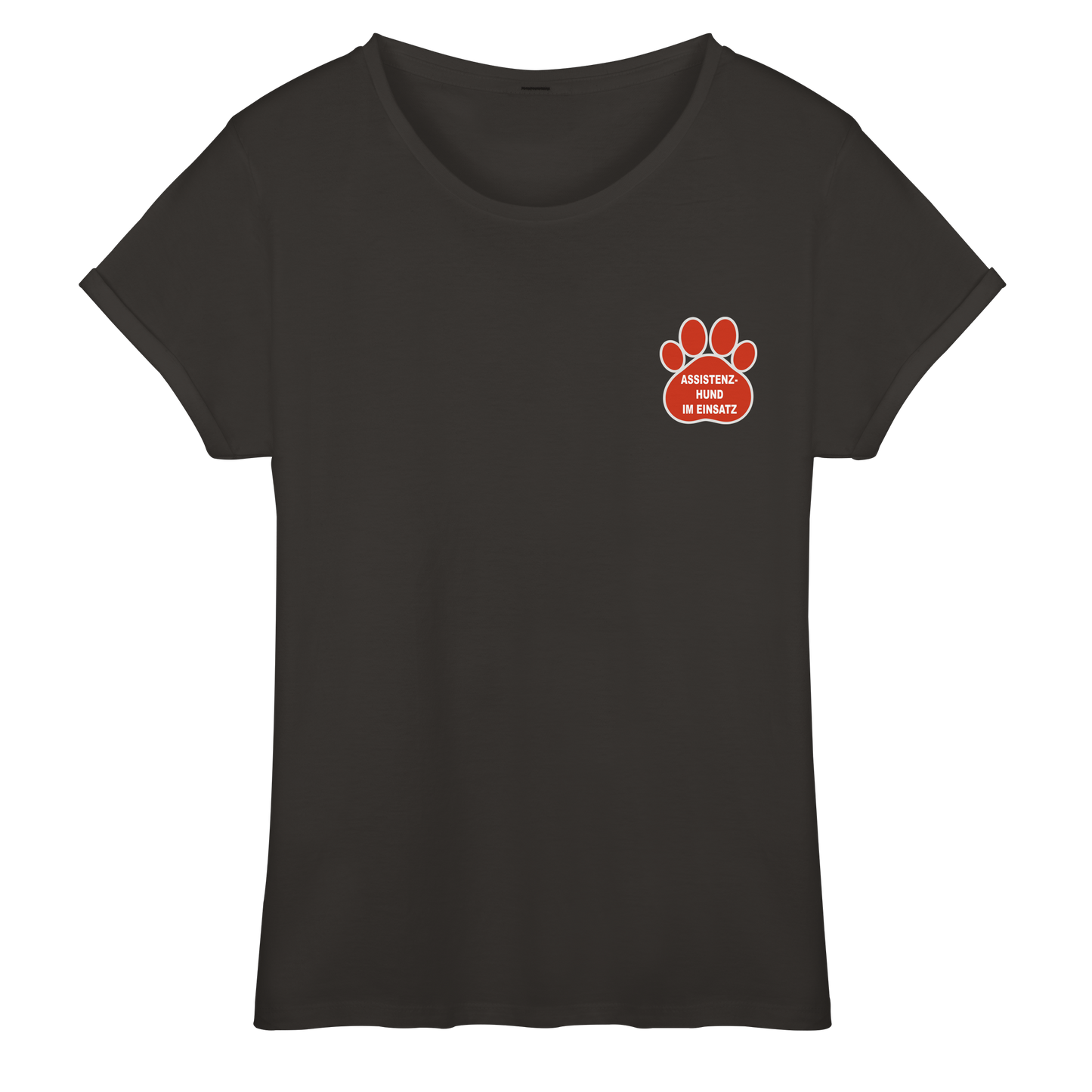 Assistenzhund im Einsatz – Klare Botschaft. Mehr Sicherheit. Mehr Respekt. - Womens Roll-Up T-Shirt