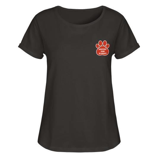 Assistenzhund im Einsatz – Klare Botschaft. Mehr Sicherheit. Mehr Respekt. - Womens Roll-Up T-Shirt